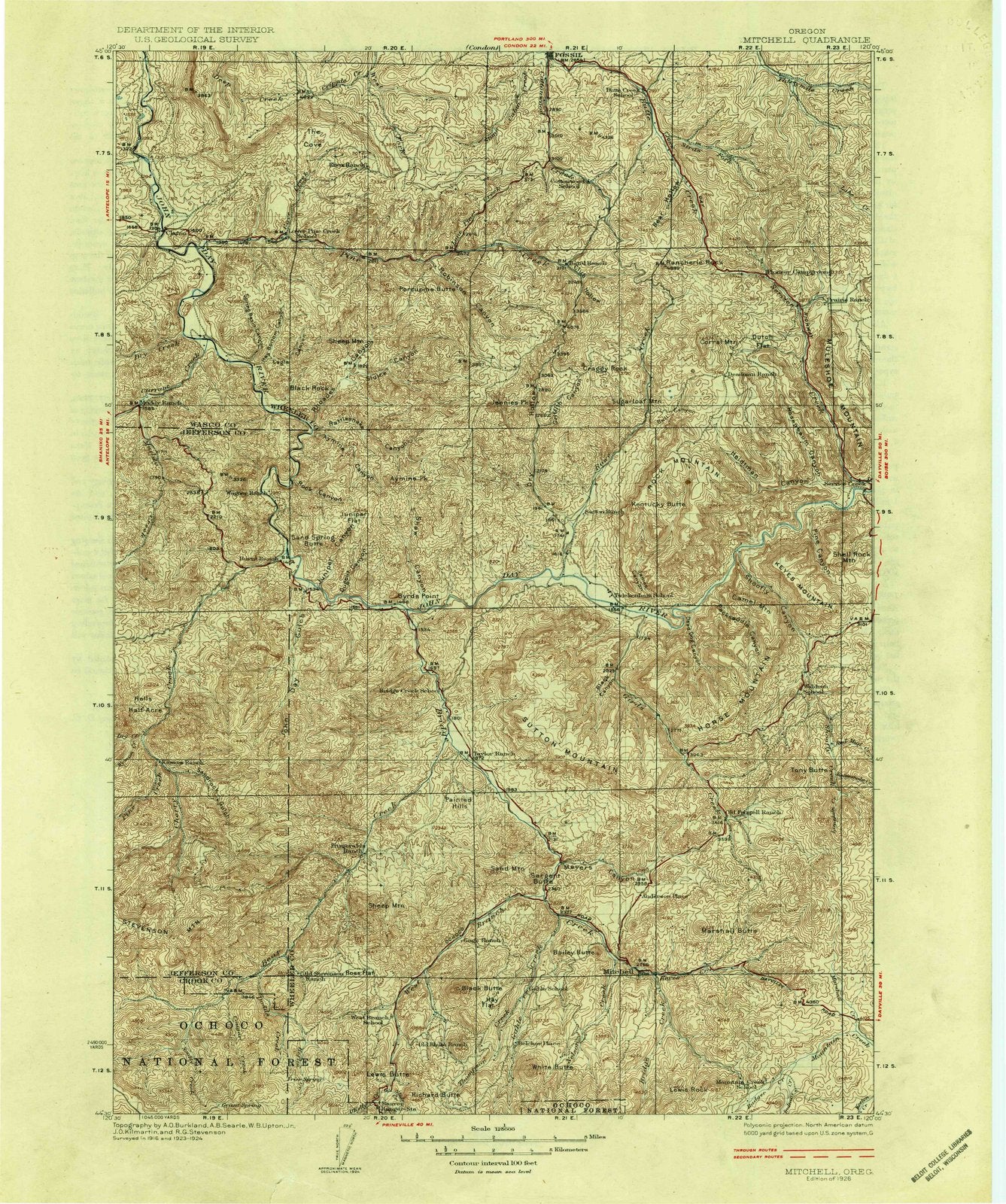 1926 Mitchell, OR - Oregon - USGS Topographic Map
