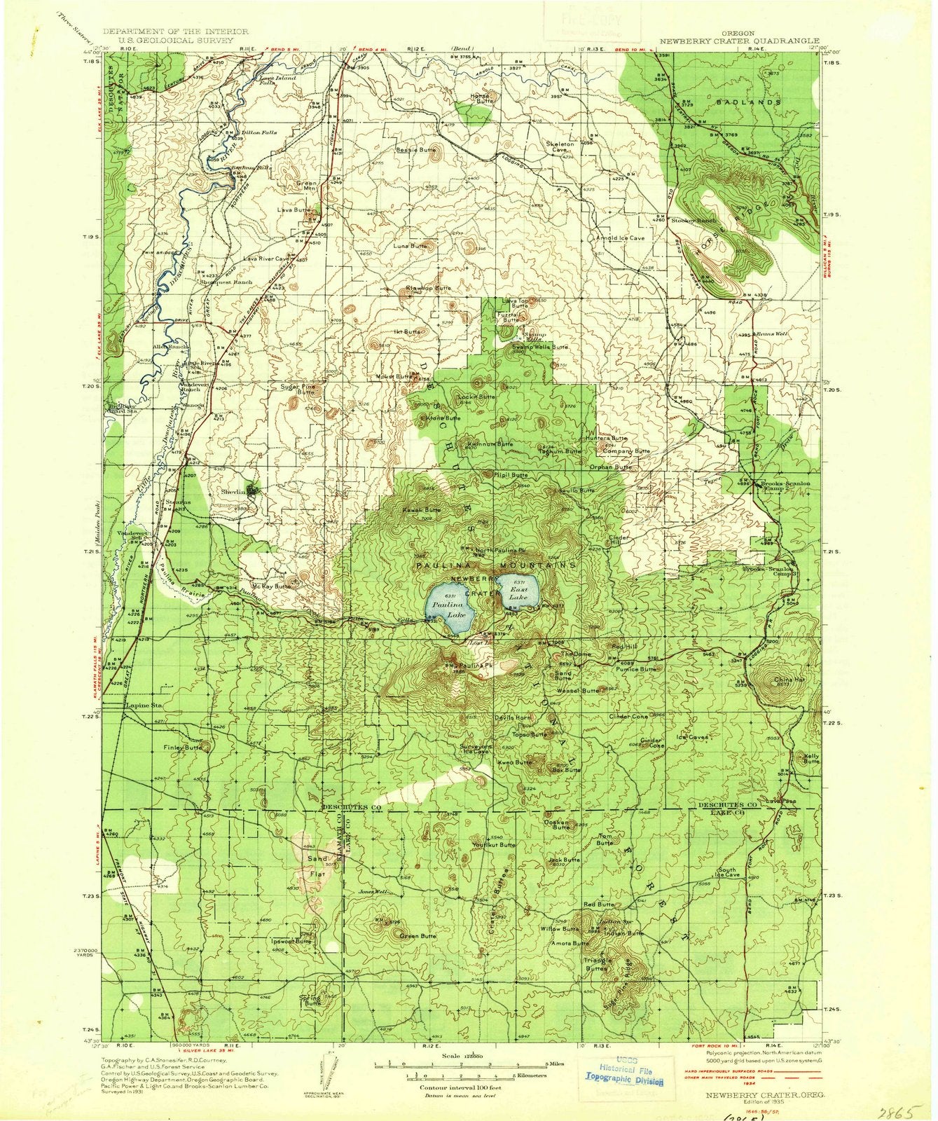 1935 Newberry Crater, OR - Oregon - USGS Topographic Map