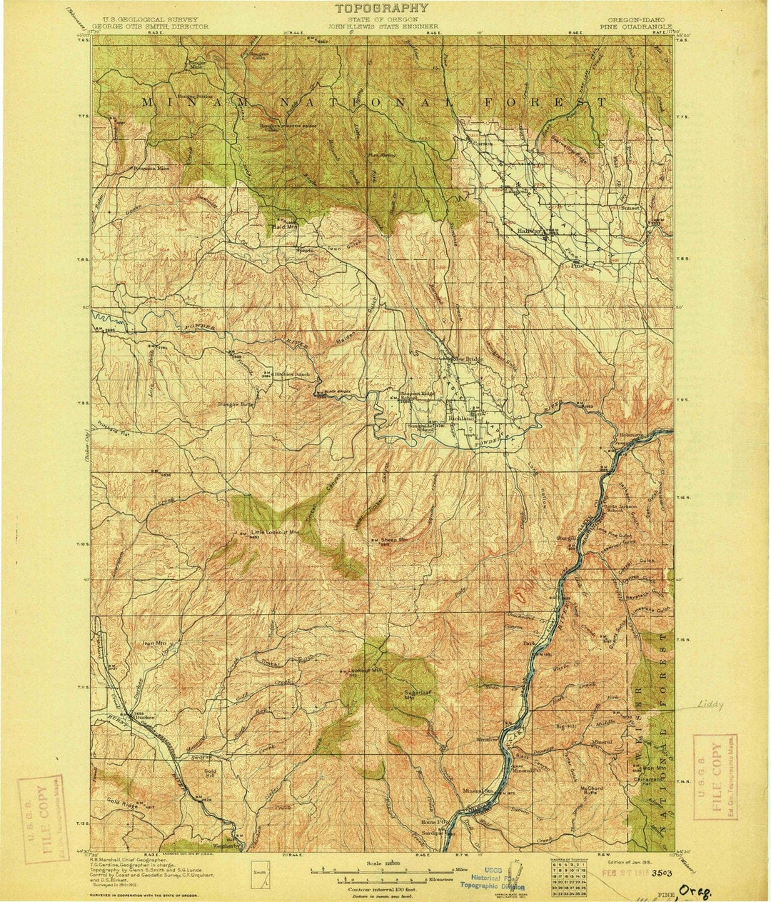 1915 Pine, OR - Oregon - USGS Topographic Map