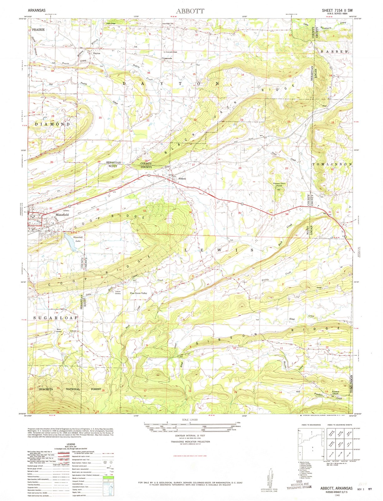 1948 Abbott, AR - Arkansas - USGS Topographic Map