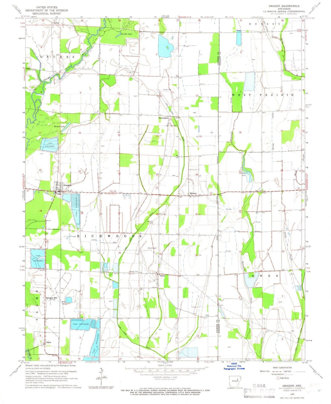 1965 Amagon, AR - Arkansas - USGS Topographic Map