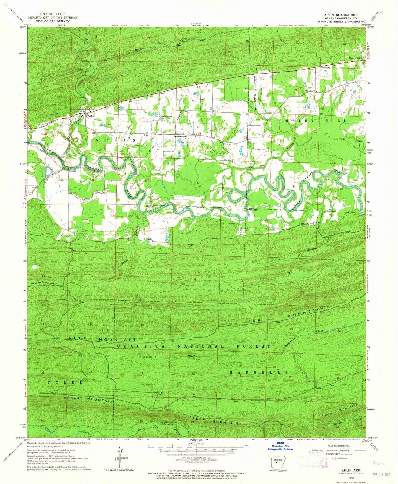 1963 Aplin, AR - Arkansas - USGS Topographic Map