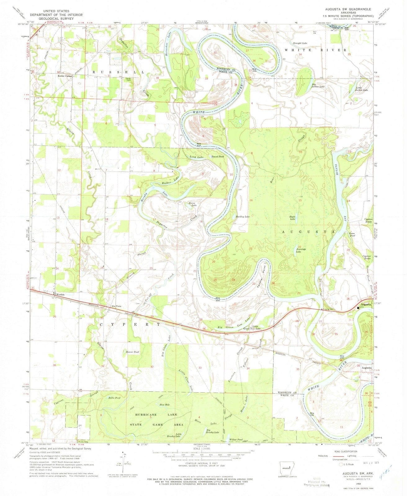 1968 Augusta, AR - Arkansas - USGS Topographic Map