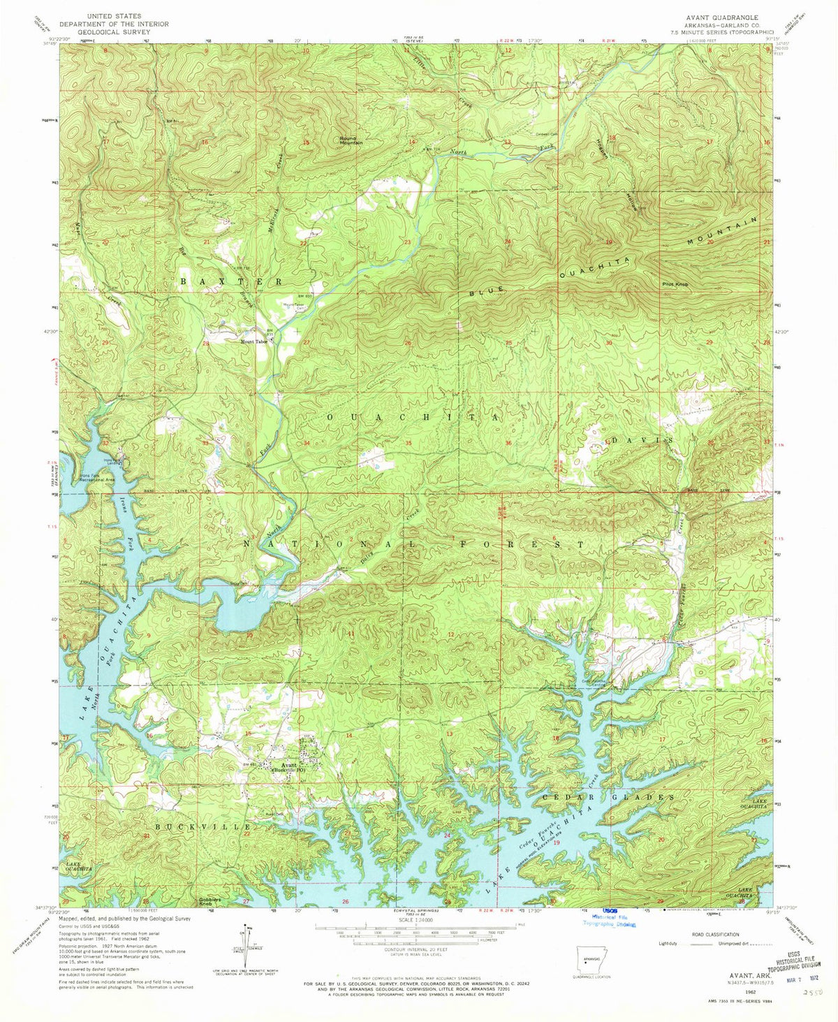 1962 Avant, AR - Arkansas - USGS Topographic Map