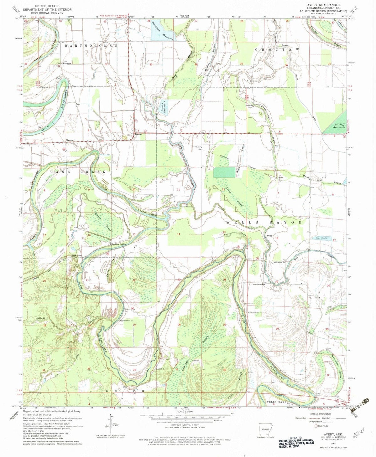 1964 Avery, AR - Arkansas - USGS Topographic Map
