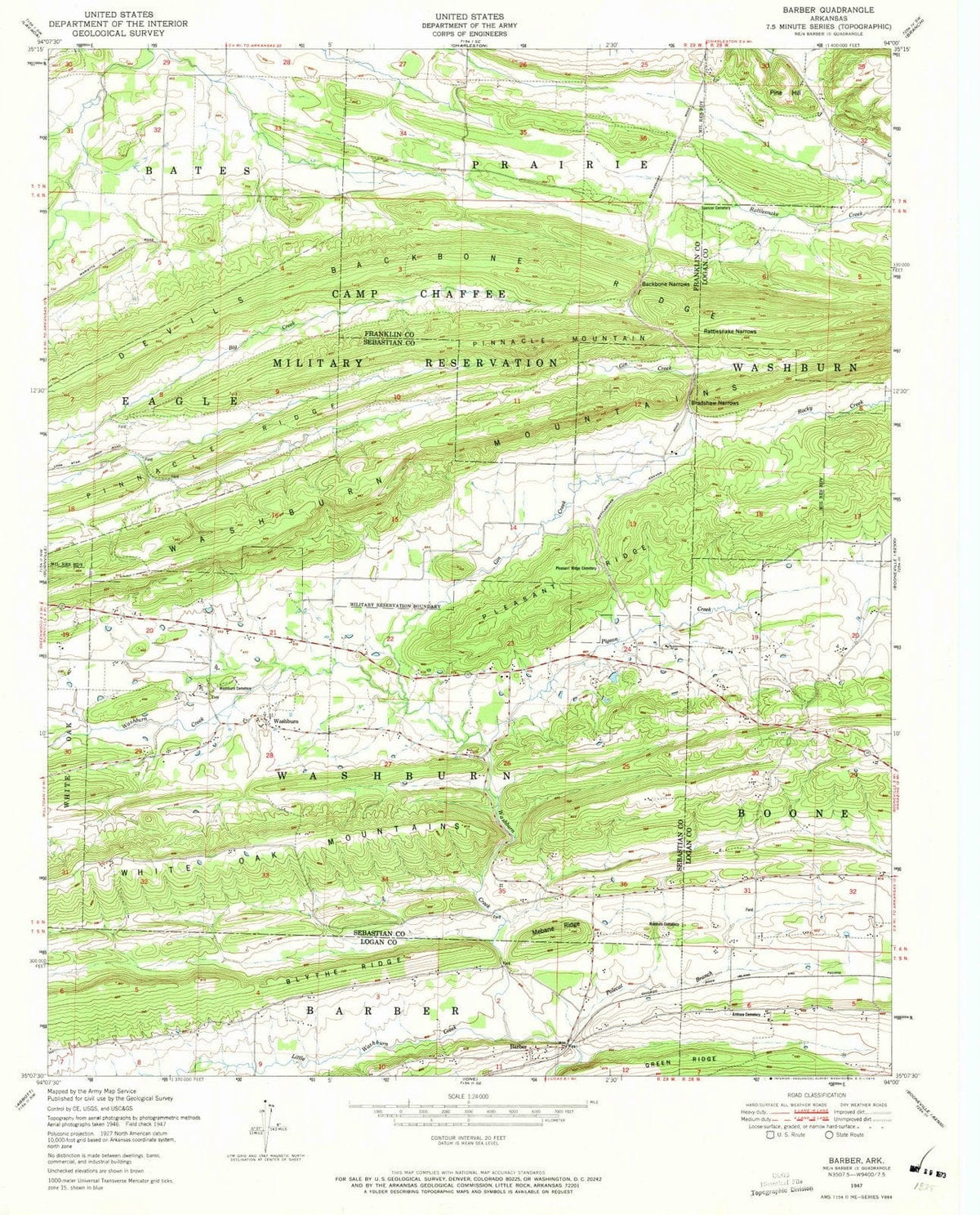 1947 Barber, AR - Arkansas - USGS Topographic Map