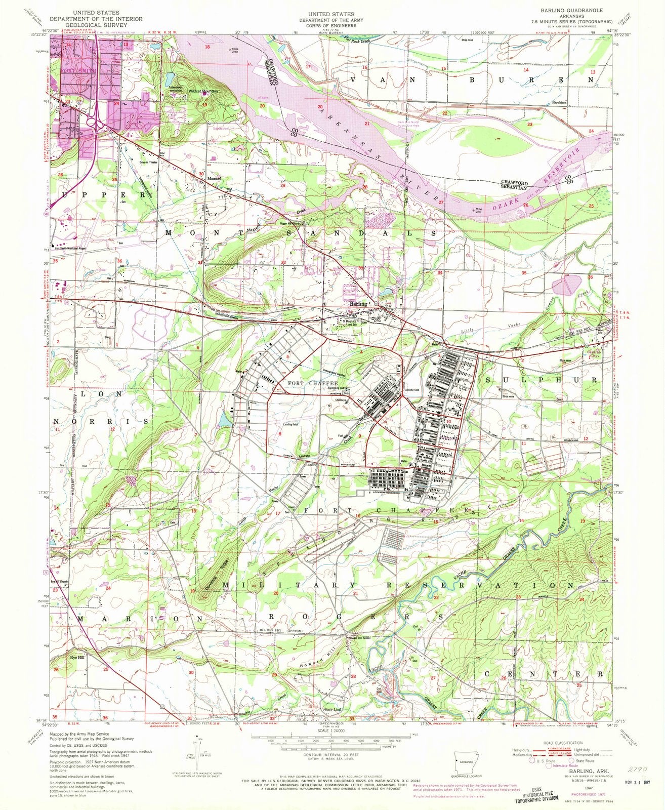 1947 Barling, AR - Arkansas - USGS Topographic Map