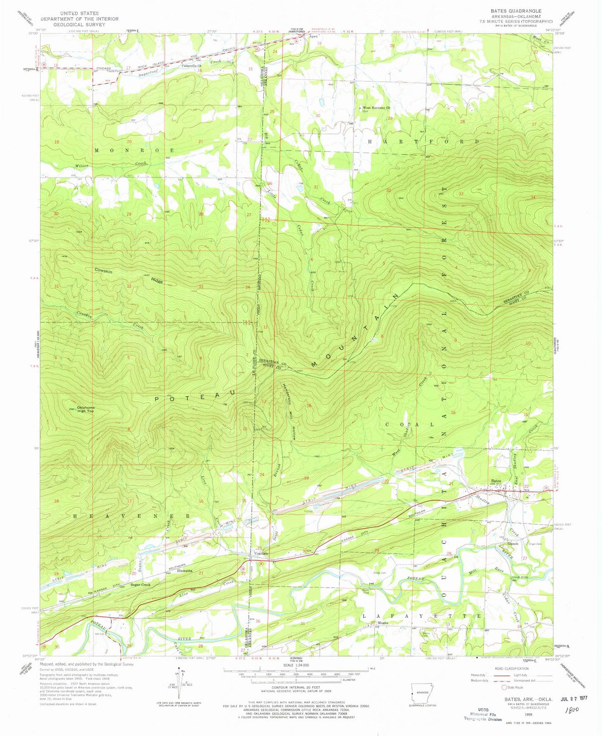 1958 Bates, AR - Arkansas - USGS Topographic Map