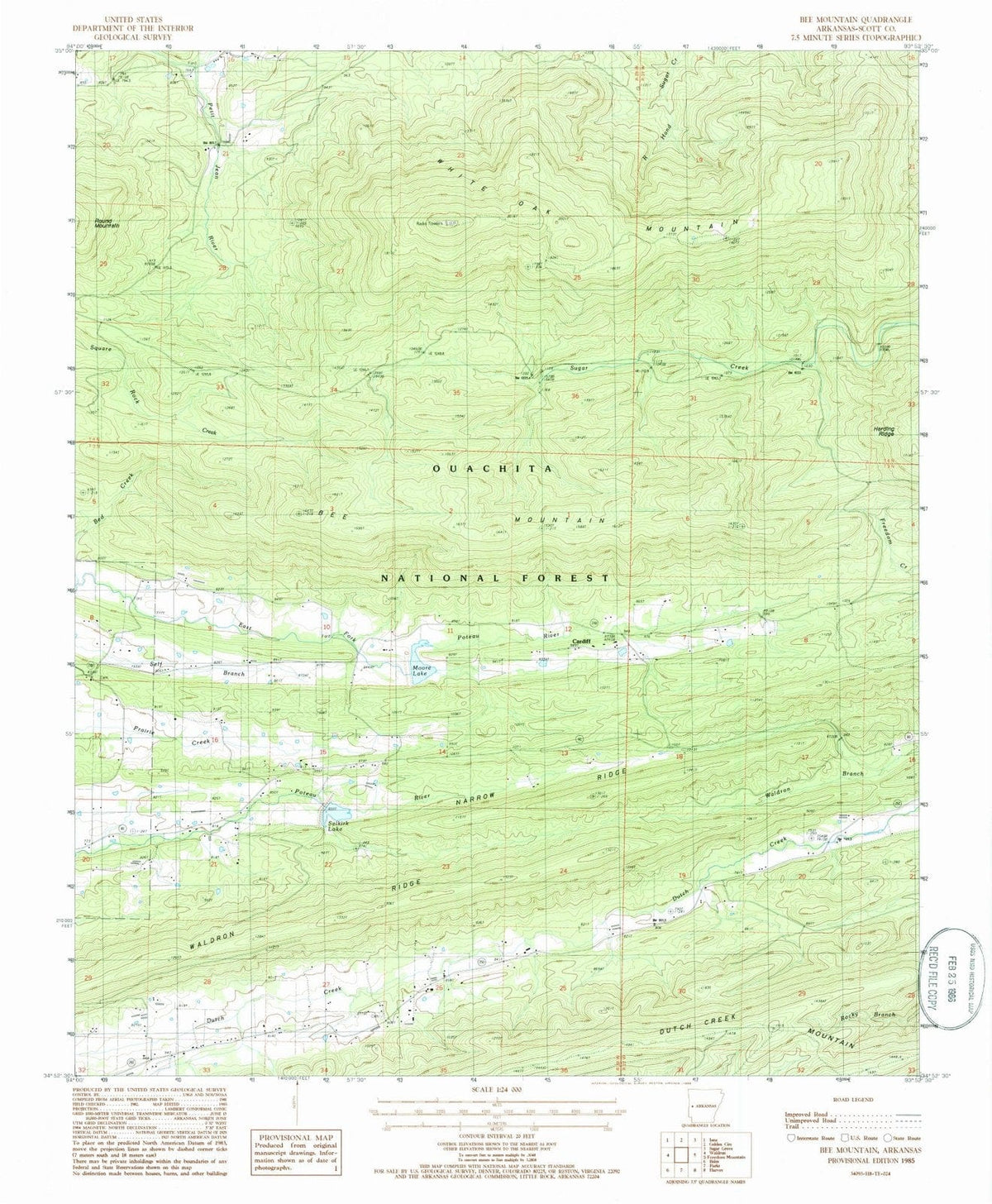 1985 Bee Mountain, AR - Arkansas - USGS Topographic Map