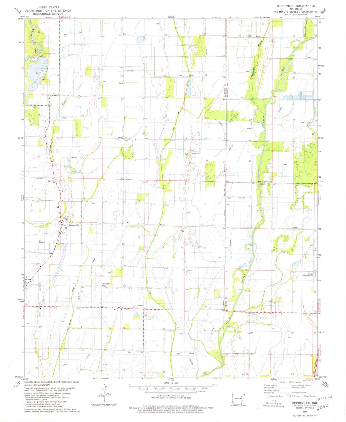 1980 Beedeville, AR - Arkansas - USGS Topographic Map