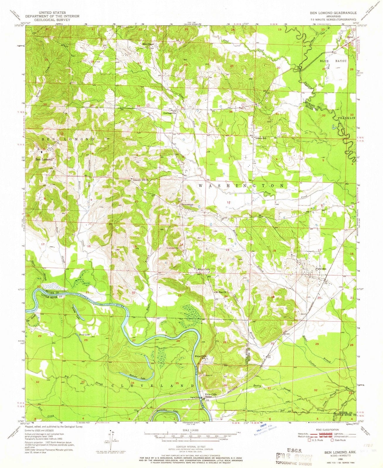 1950 Ben Lomond, AR - Arkansas - USGS Topographic Map