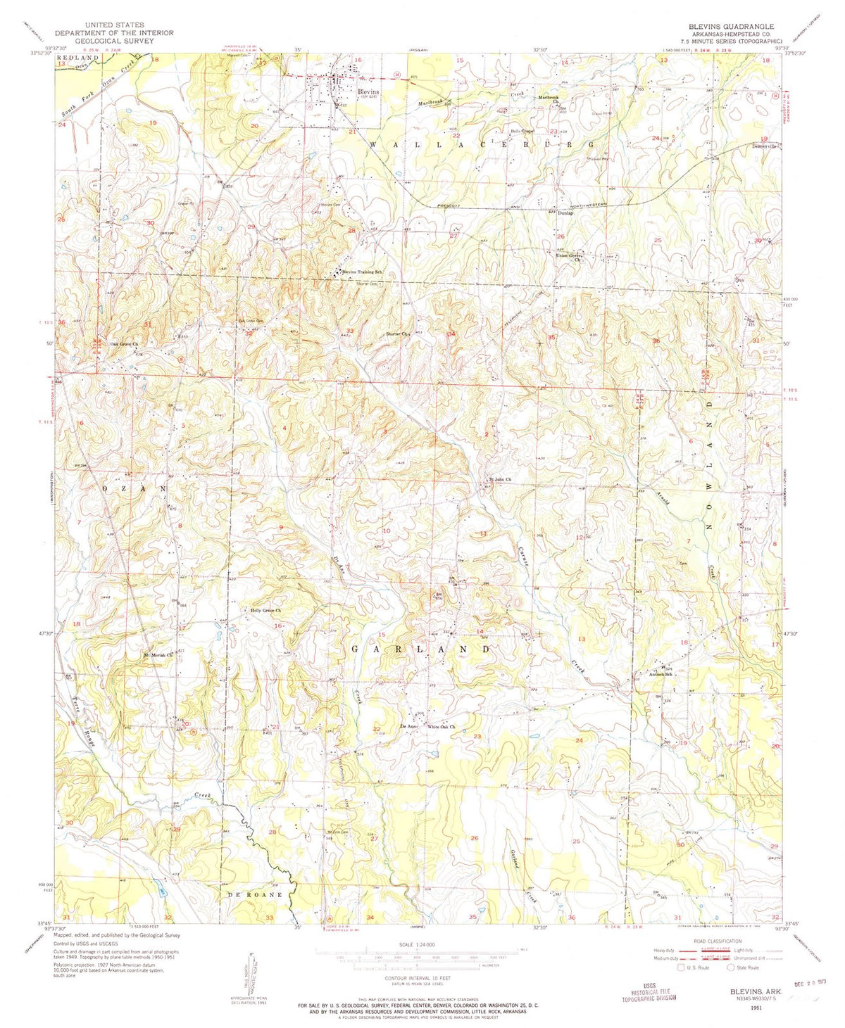 1951 Blevins, AR - Arkansas - USGS Topographic Map