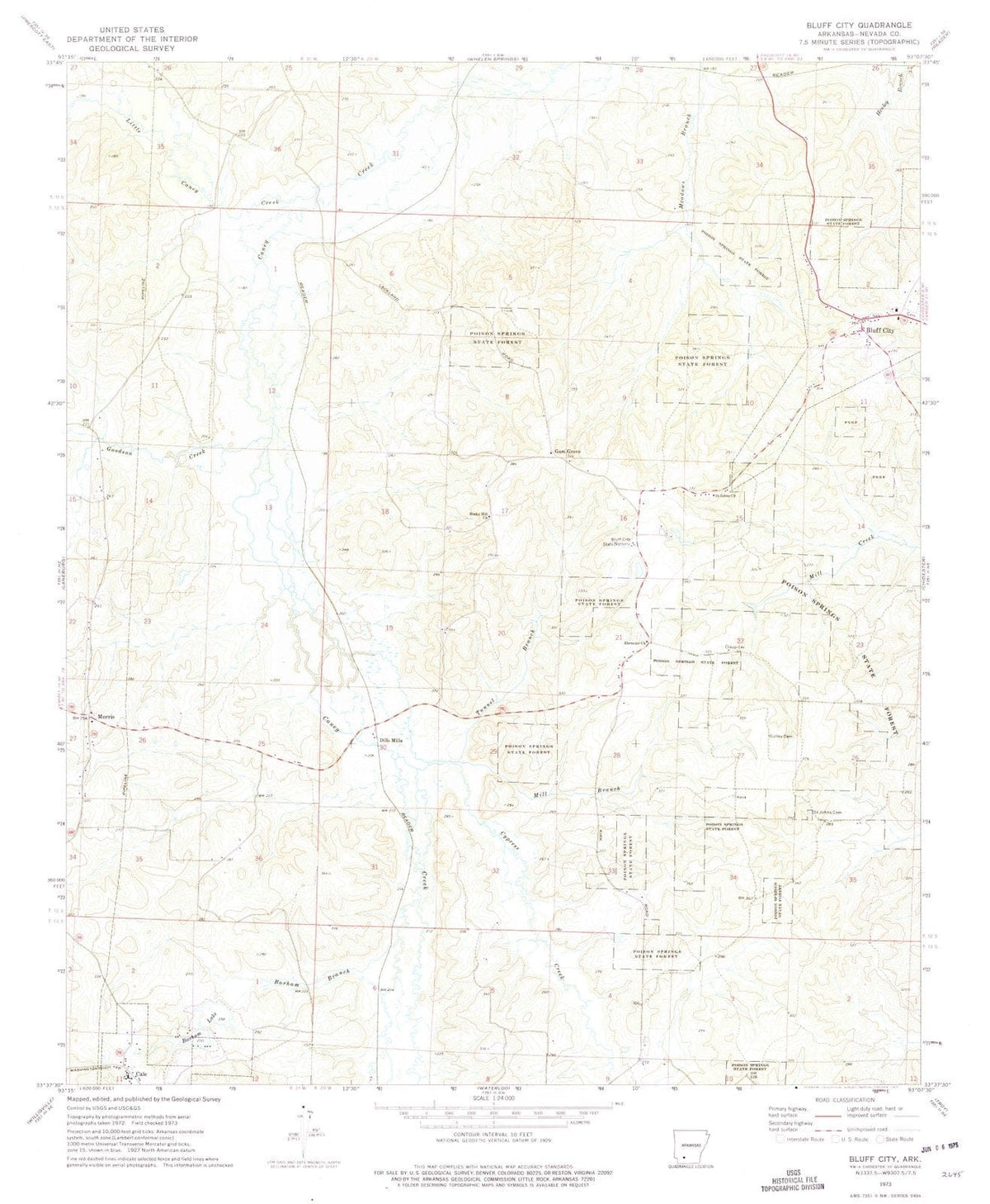1973 Bluff City, AR - Arkansas - USGS Topographic Map