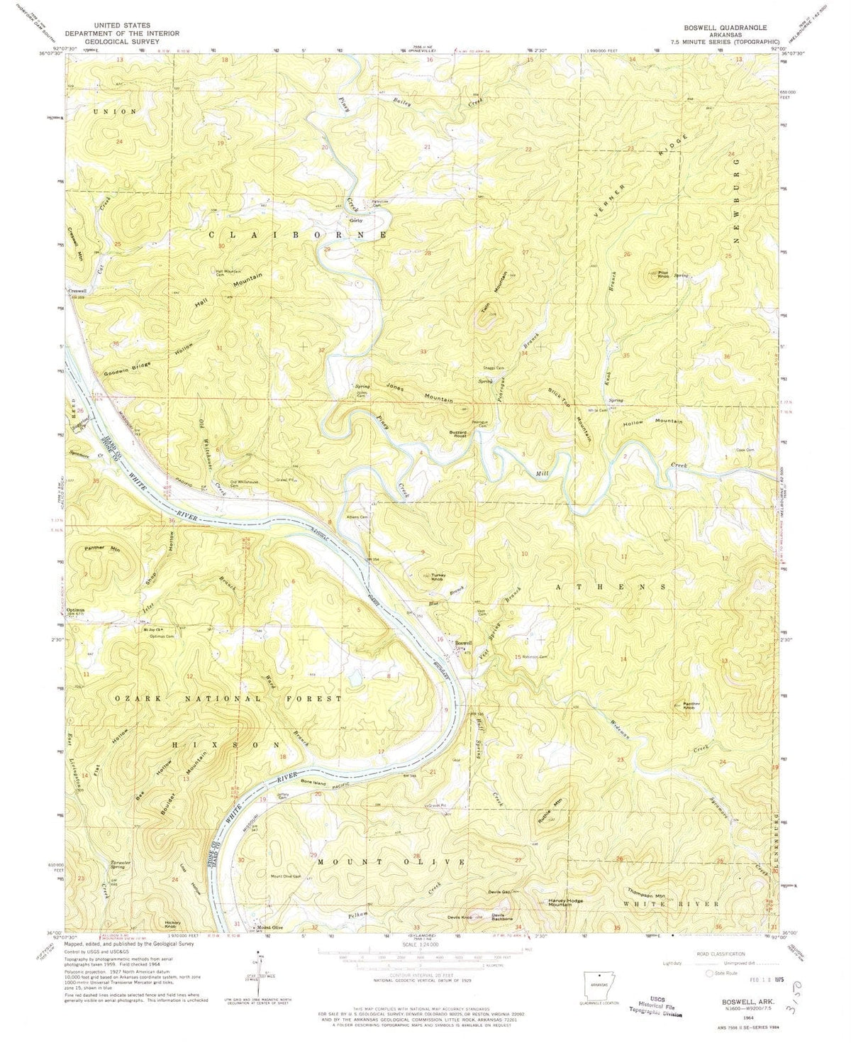 1964 Boswell, AR - Arkansas - USGS Topographic Map