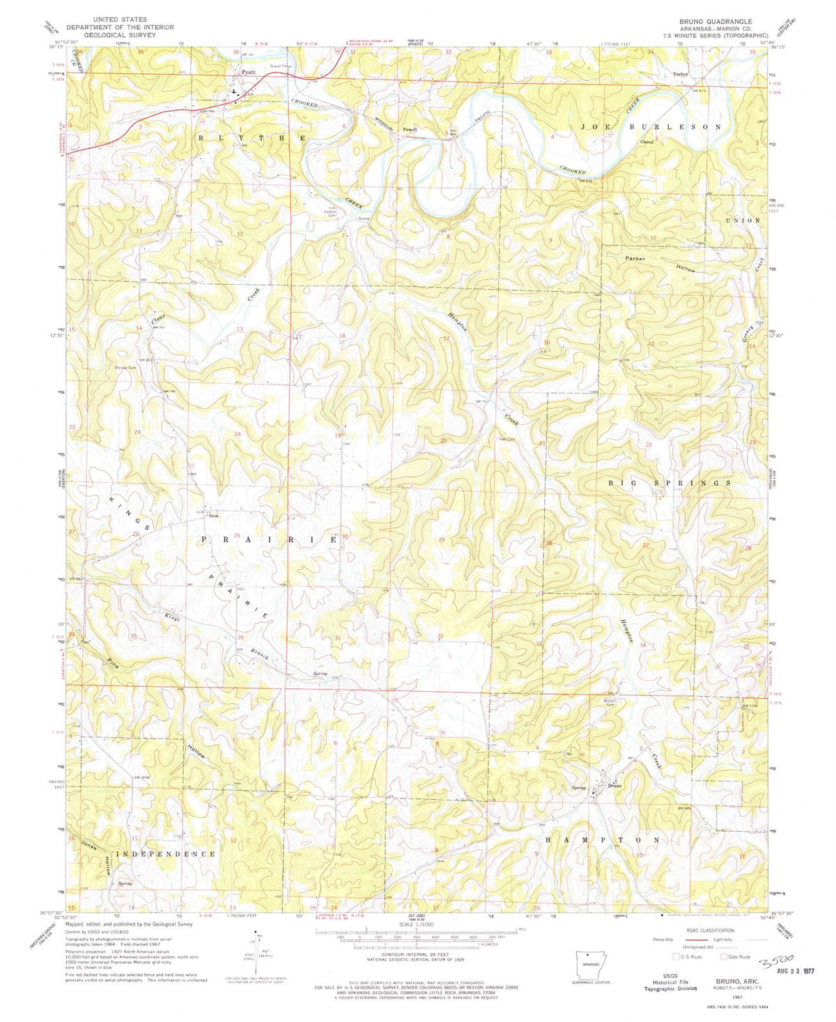 1967 Bruno, AR - Arkansas - USGS Topographic Map