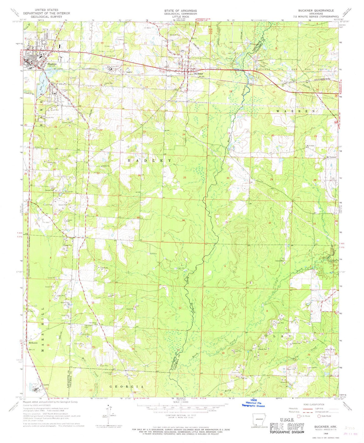 1968 Buckner, AR - Arkansas - USGS Topographic Map