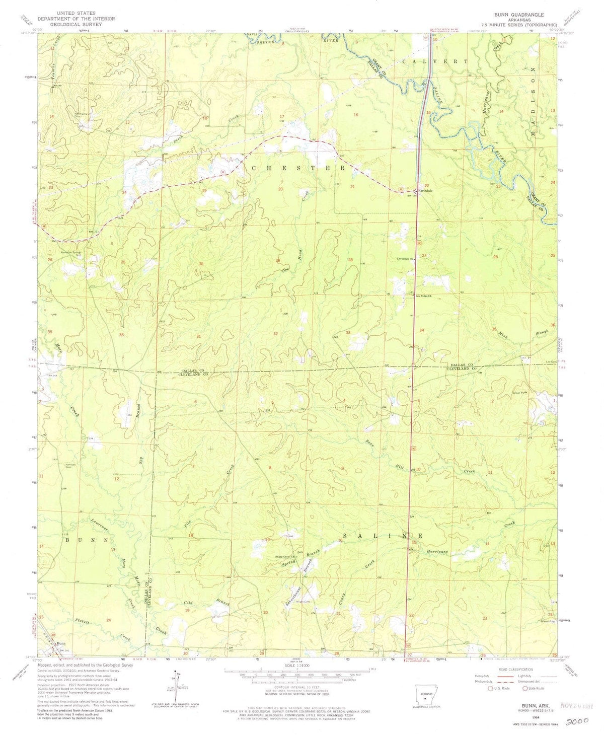 1964 Bunn, AR - Arkansas - USGS Topographic Map