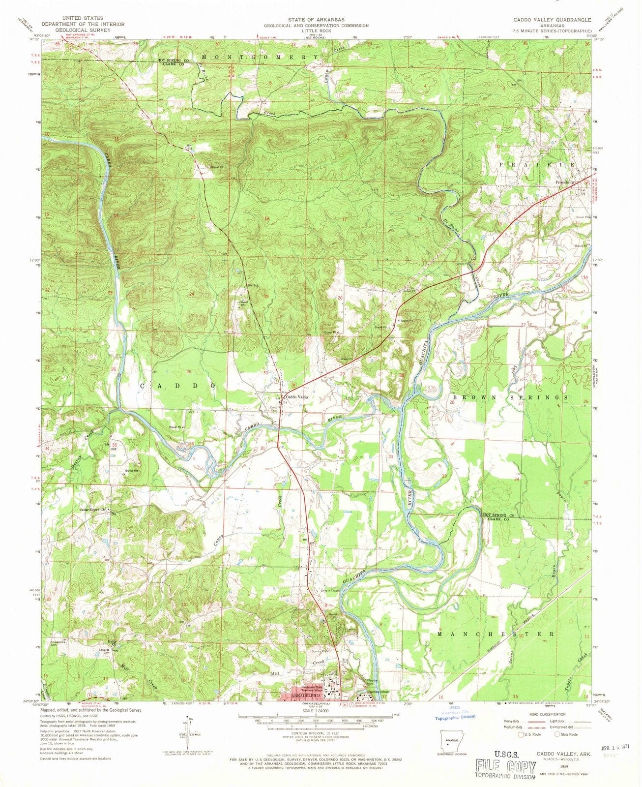 1959 Caddo Valley, AR - Arkansas - USGS Topographic Map
