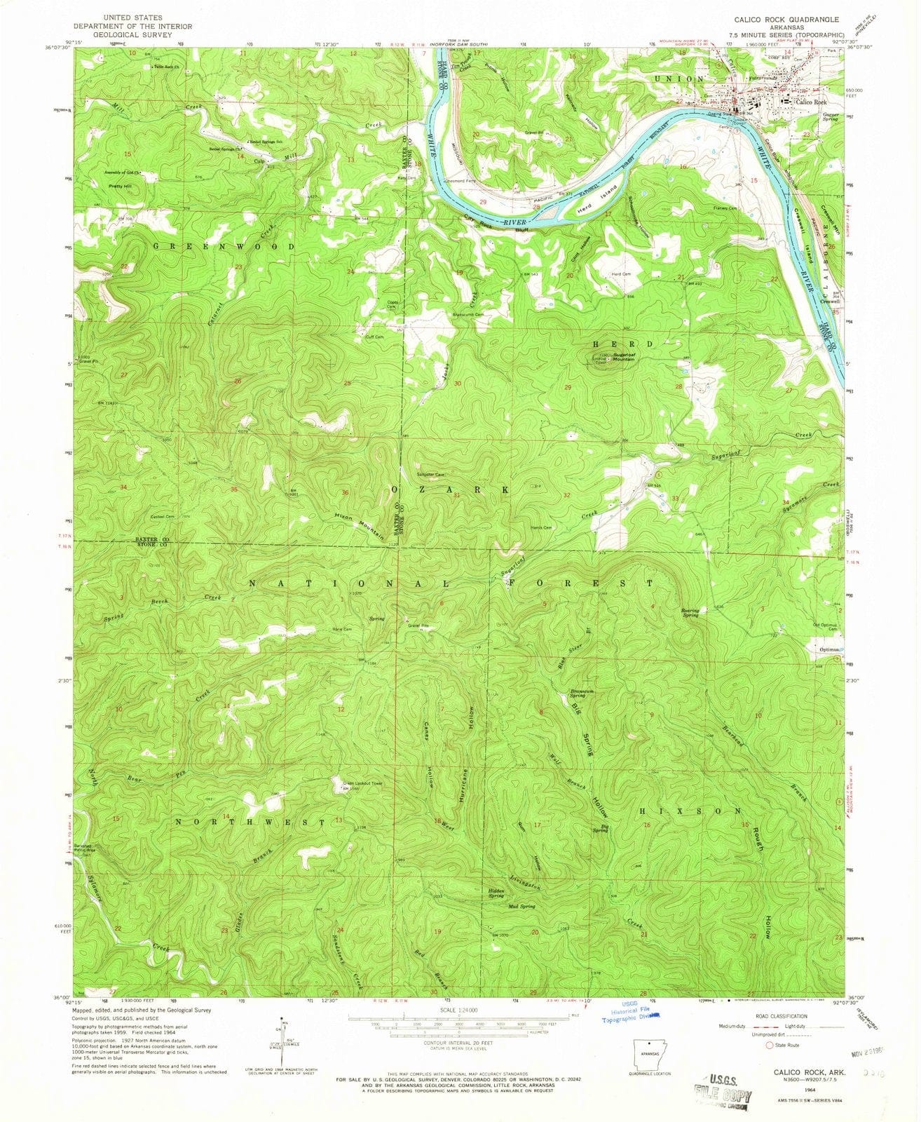 1964 Calico Rock, AR - Arkansas - USGS Topographic Map
