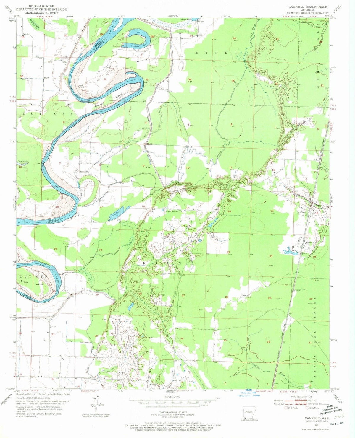 1952 Canfield, AR - Arkansas - USGS Topographic Map