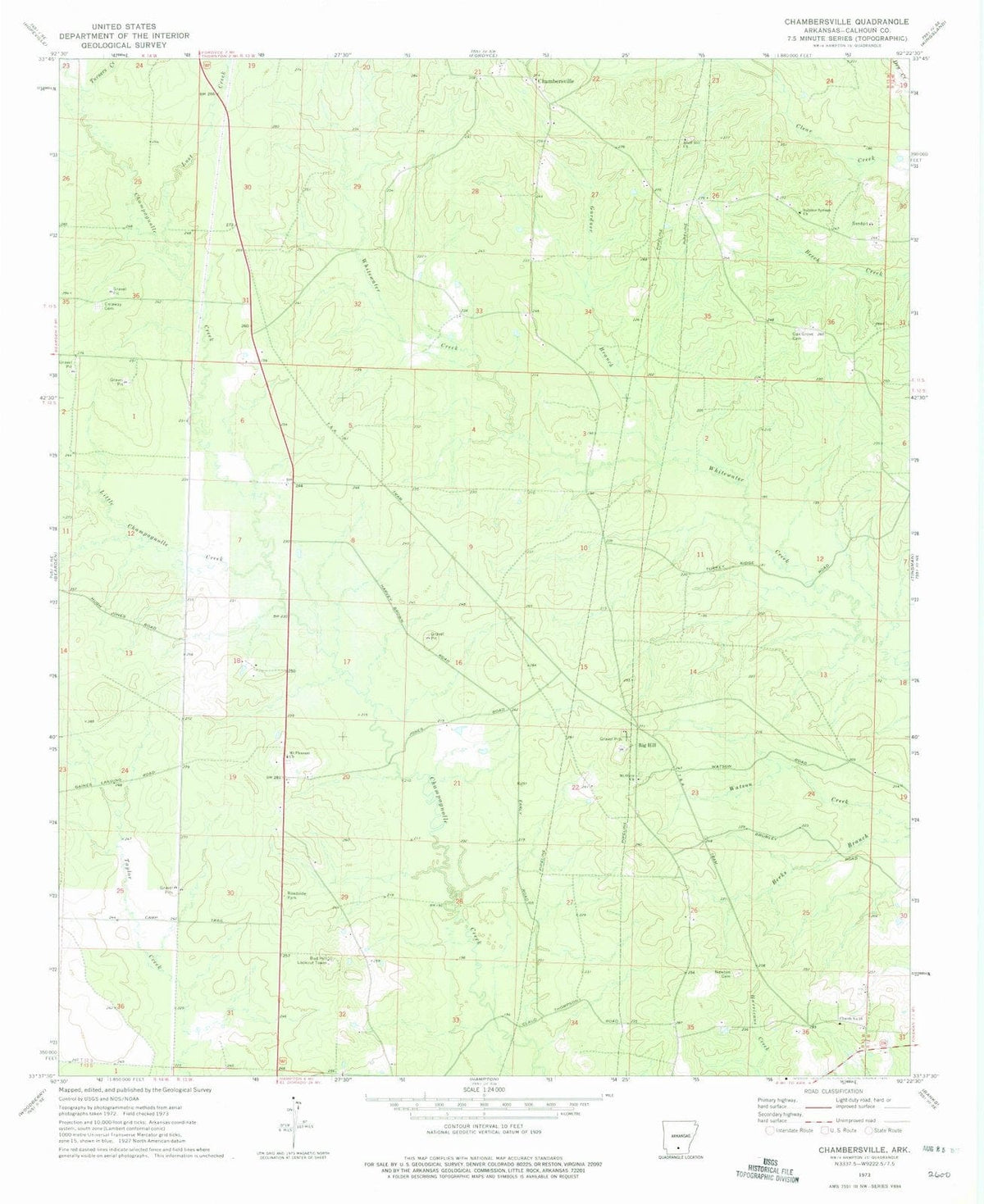 1973 Chambersville, AR - Arkansas - USGS Topographic Map