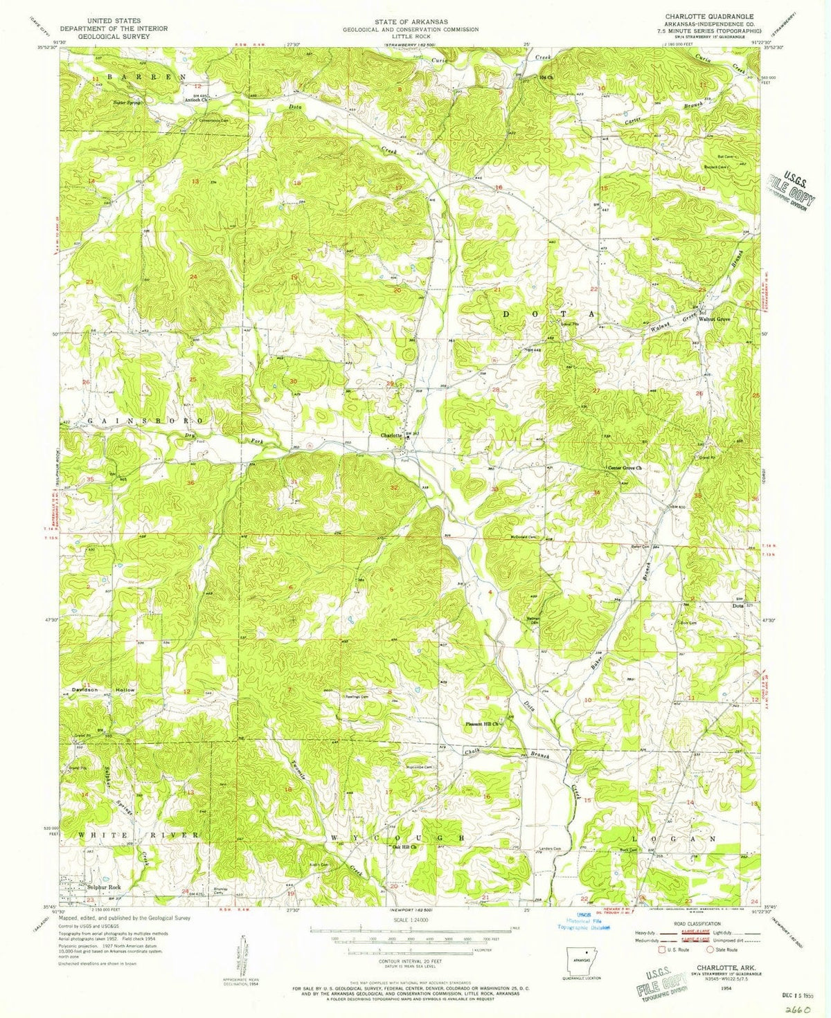 1954 Charlotte, AR - Arkansas - USGS Topographic Map