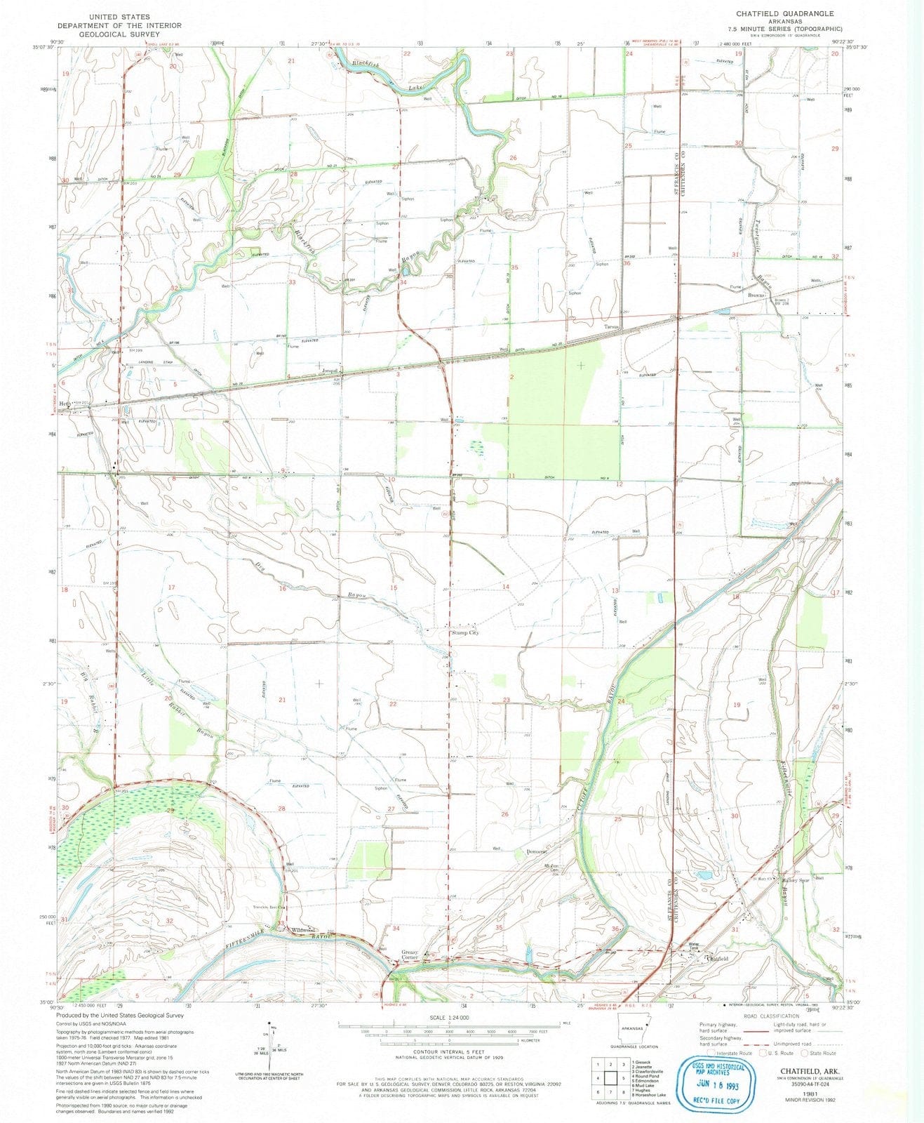 1981 Chatfield, AR - Arkansas - USGS Topographic Map