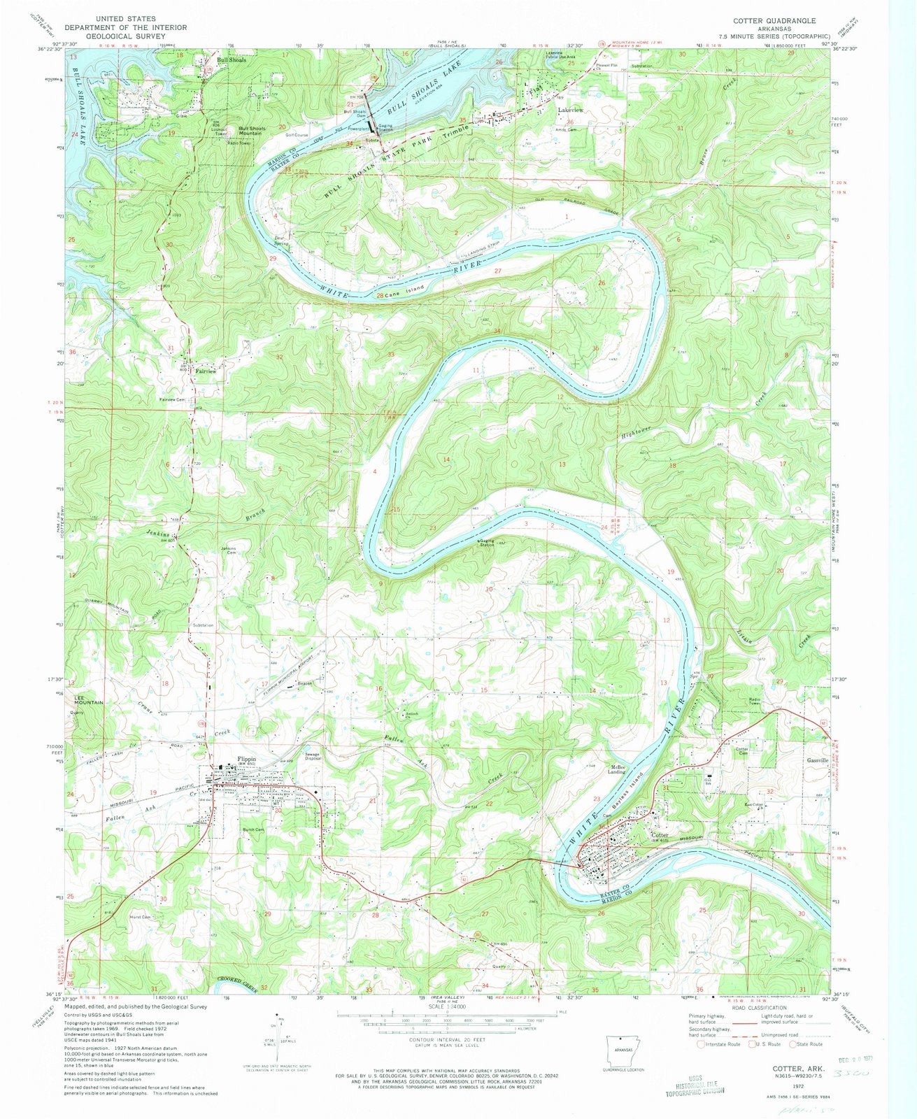 1972 Cotter, AR - Arkansas - USGS Topographic Map