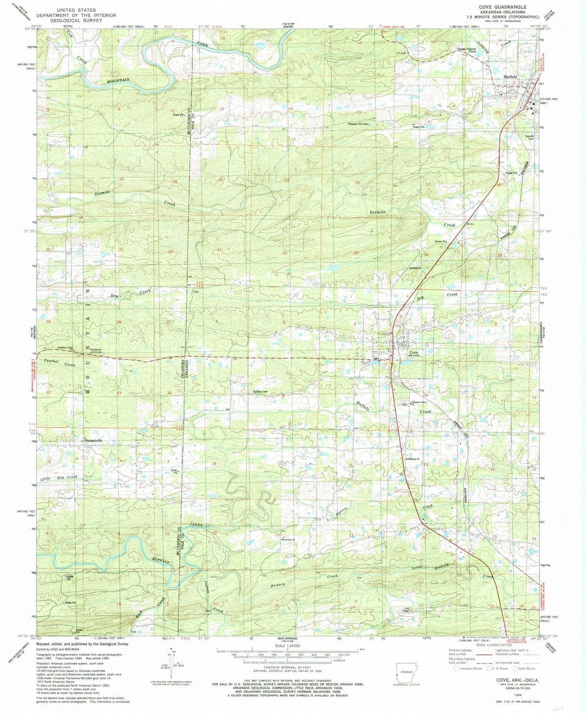 1984 Cove, AR - Arkansas - USGS Topographic Map
