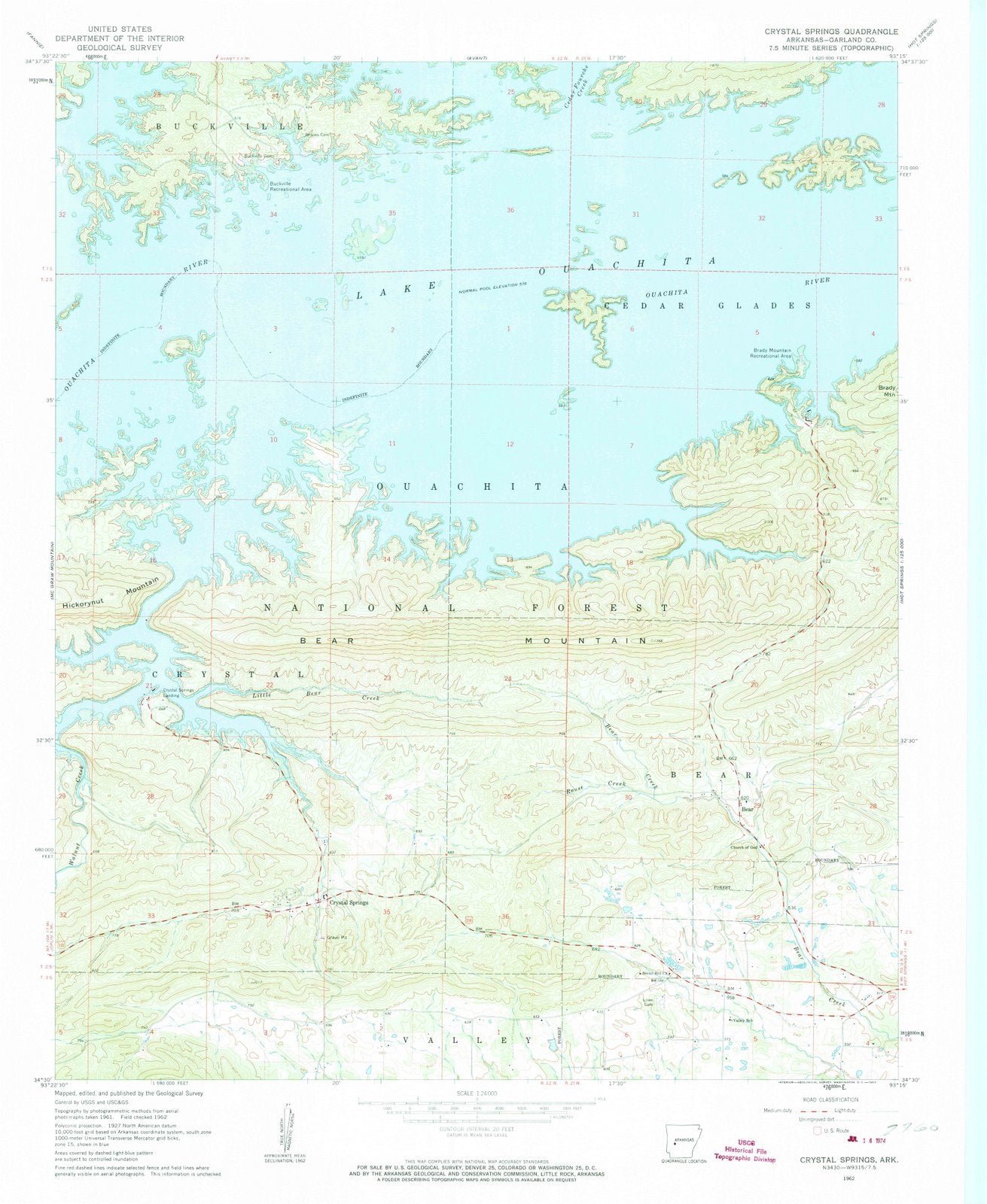 1962 Crystal Springs, AR - Arkansas - USGS Topographic Map