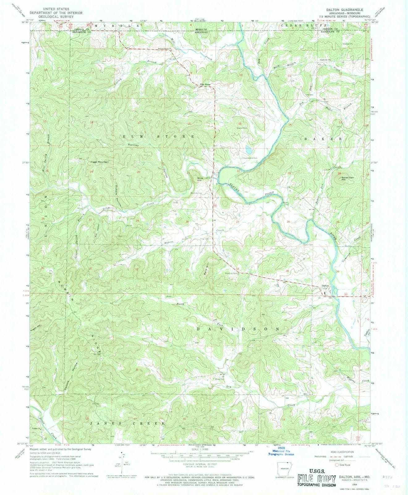 1968 Dalton, AR - Arkansas - USGS Topographic Map