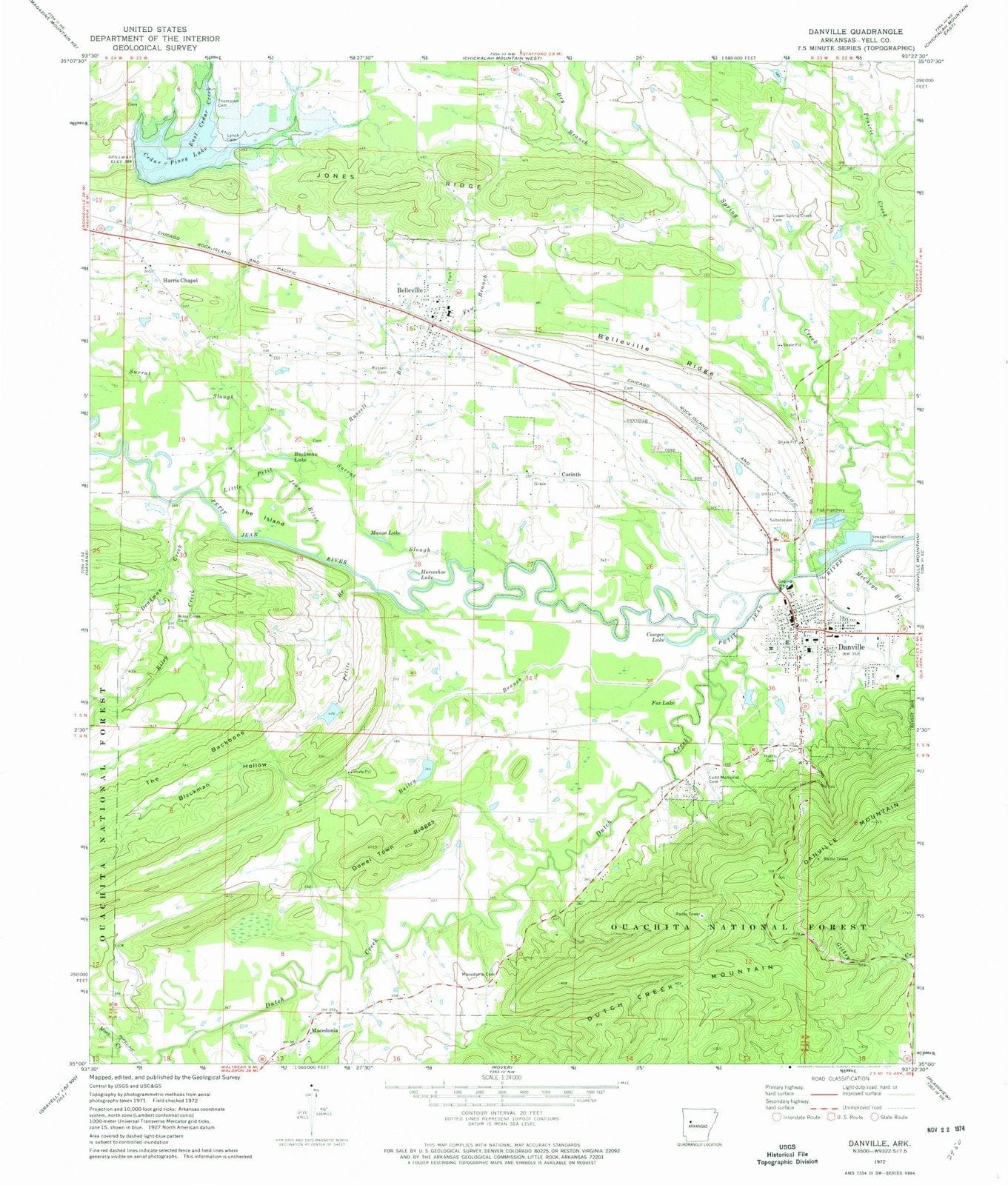 1972 Danville, AR - Arkansas - USGS Topographic Map