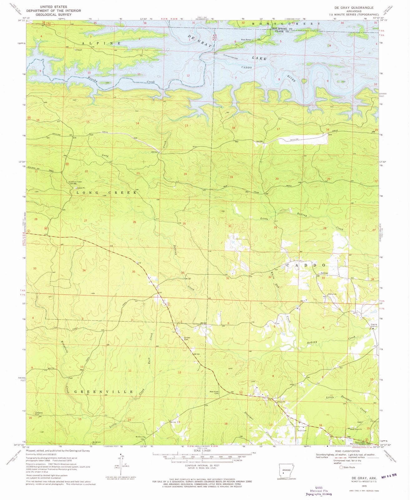 1970 De Gray, AR - Arkansas - USGS Topographic Map