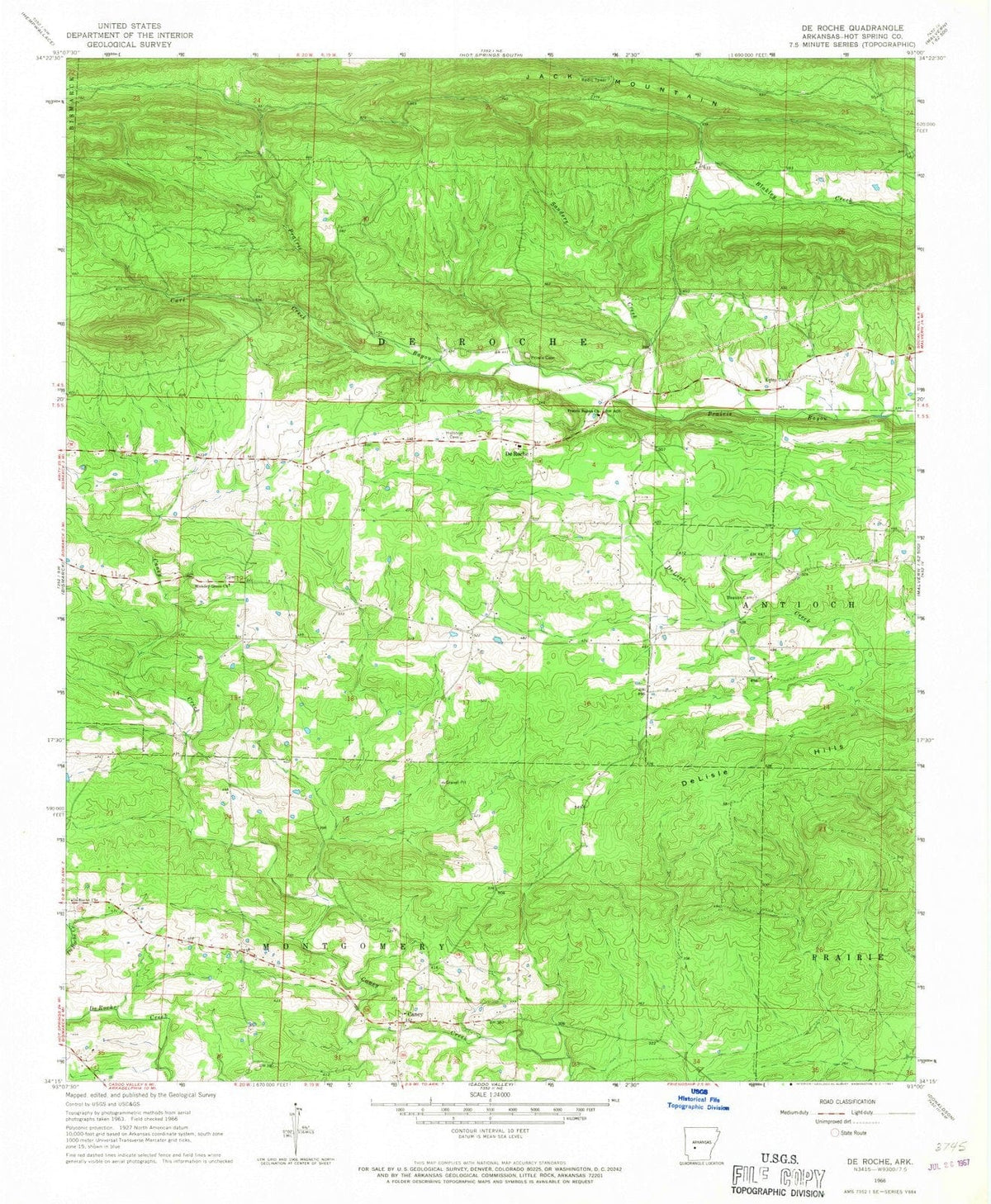 1966 De Roche, AR - Arkansas - USGS Topographic Map