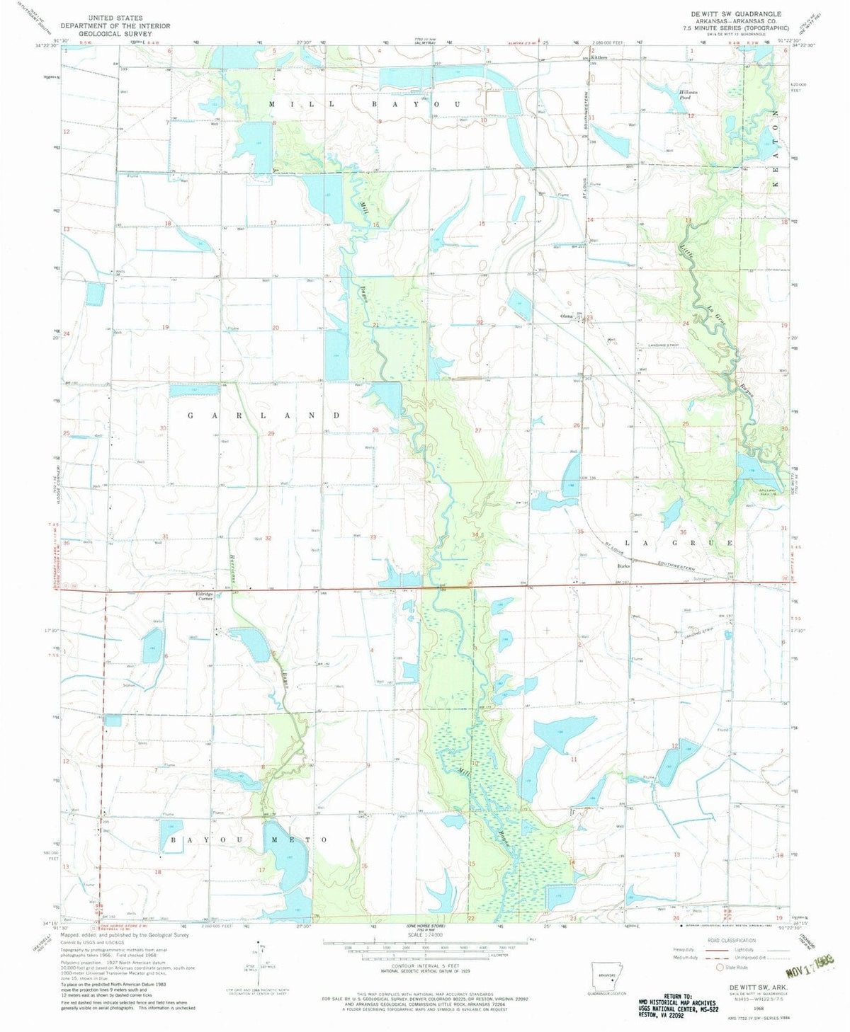 1968 De WITT, AR - Arkansas - USGS Topographic Map v2