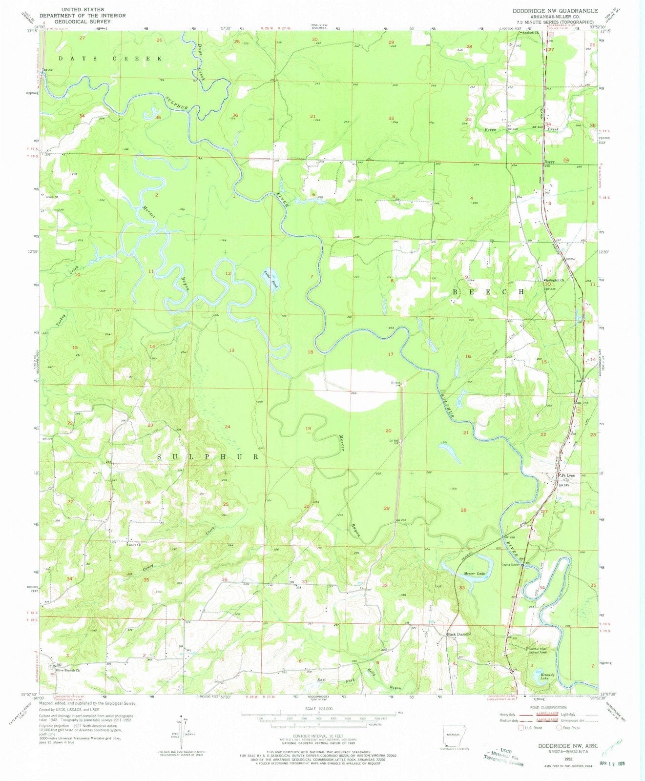 1952 Doddridge, AR - Arkansas - USGS Topographic Map v2