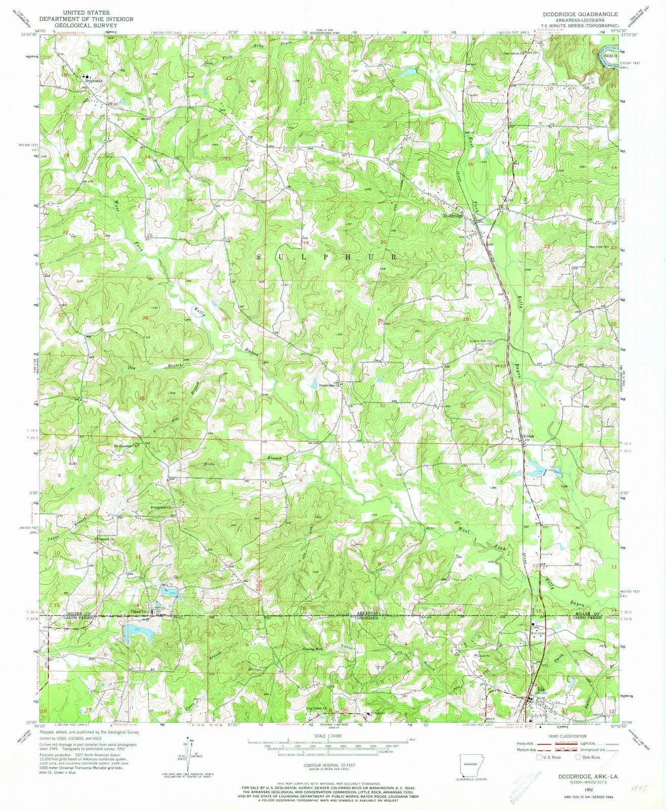1952 Doddridge, AR - Arkansas - USGS Topographic Map v4