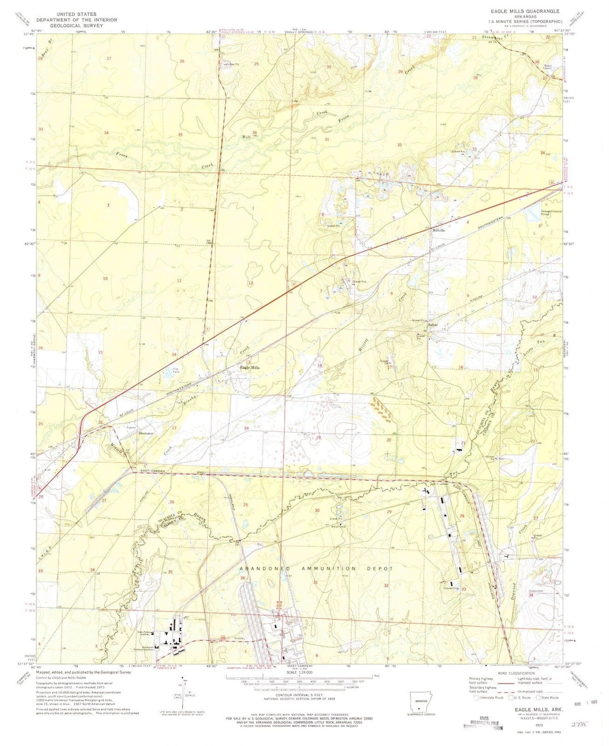 1973 Eagle Mills, AR - Arkansas - USGS Topographic Map