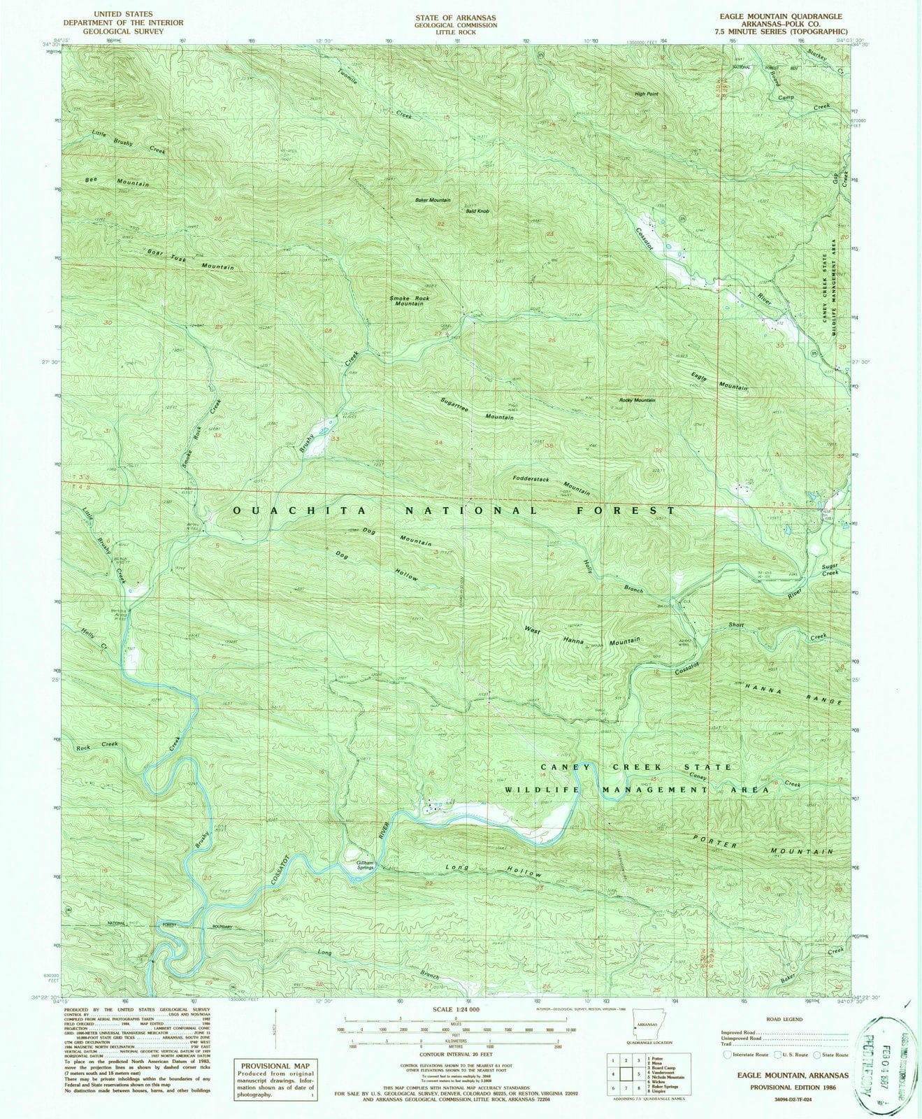 1986 Eagle Mountain, AR - Arkansas - USGS Topographic Map