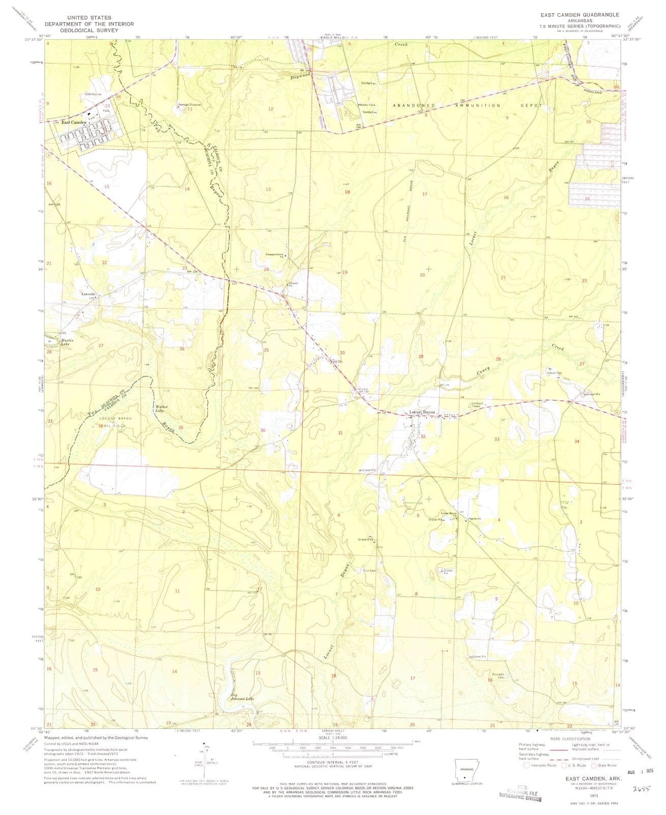 1973 East Camden, AR - Arkansas - USGS Topographic Map