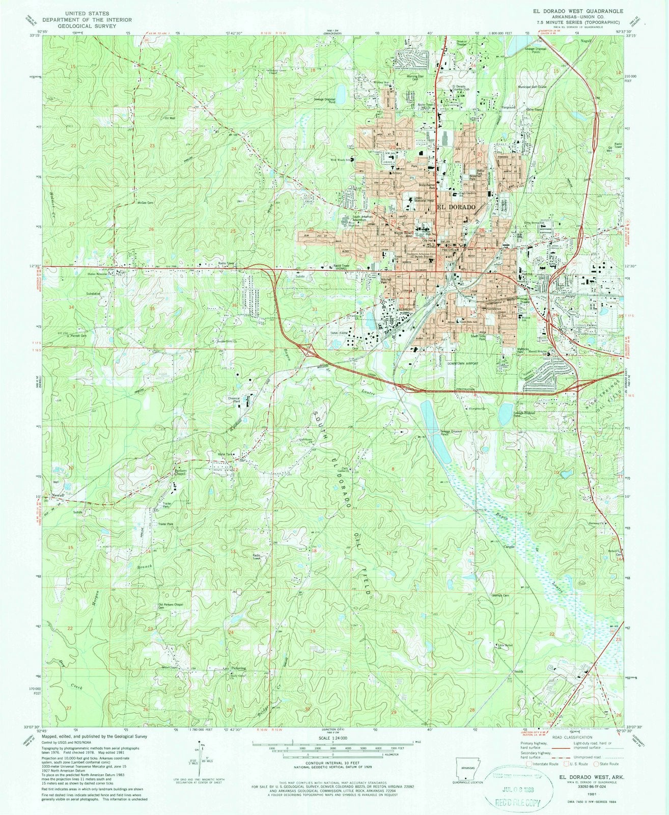 1981 Elorado West, AR - Arkansas - USGS Topographic Map