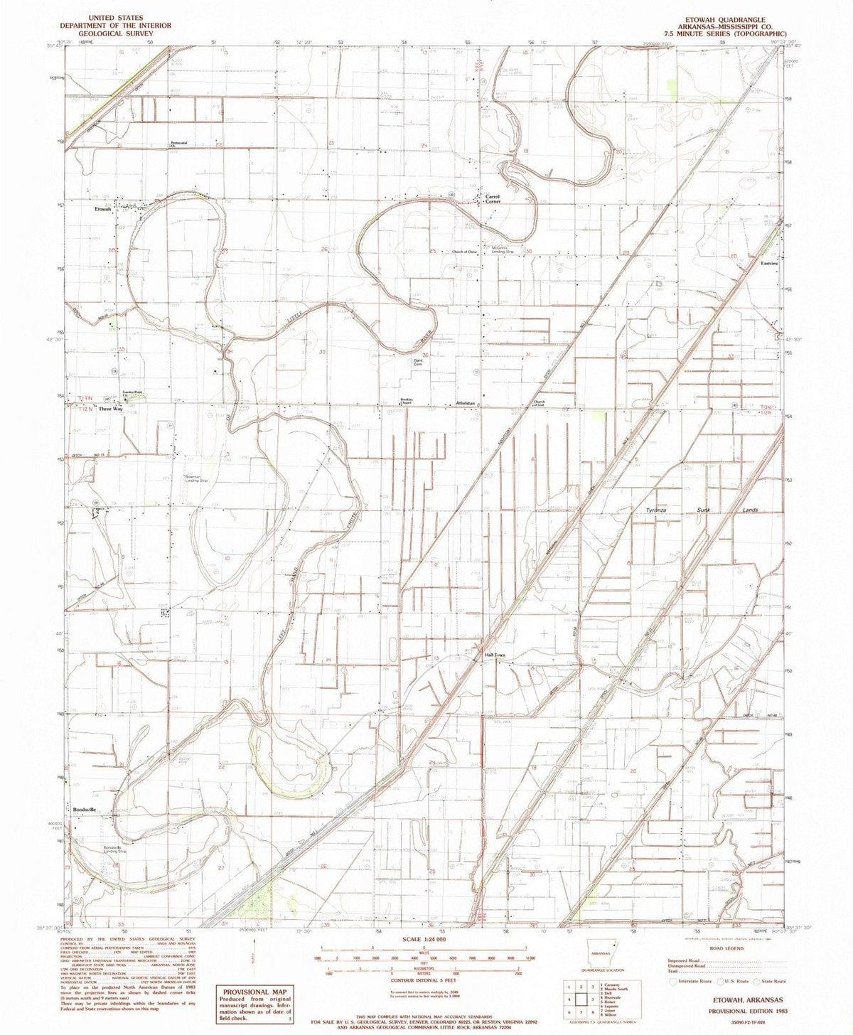 1983 Etowah, AR - Arkansas - USGS Topographic Map