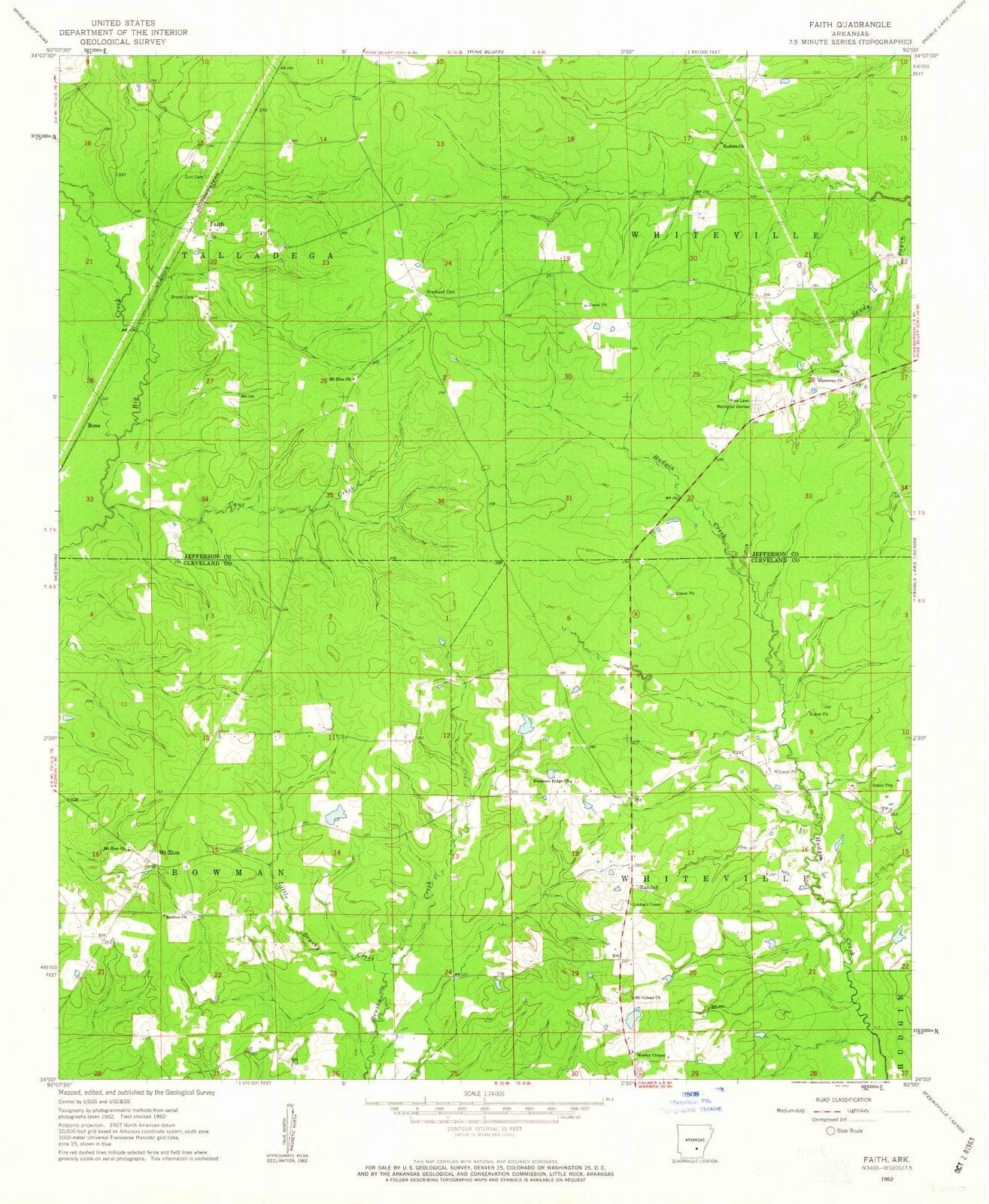 1962 Faith, AR - Arkansas - USGS Topographic Map