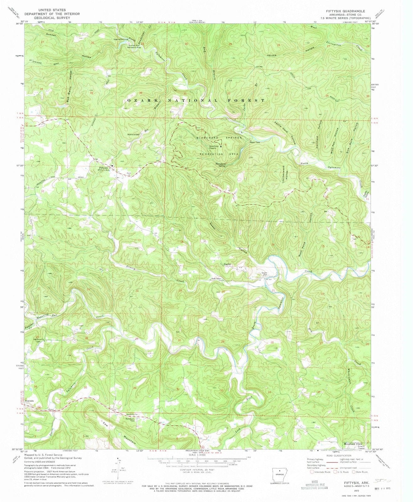 1972 Fiftysix, AR - Arkansas - USGS Topographic Map