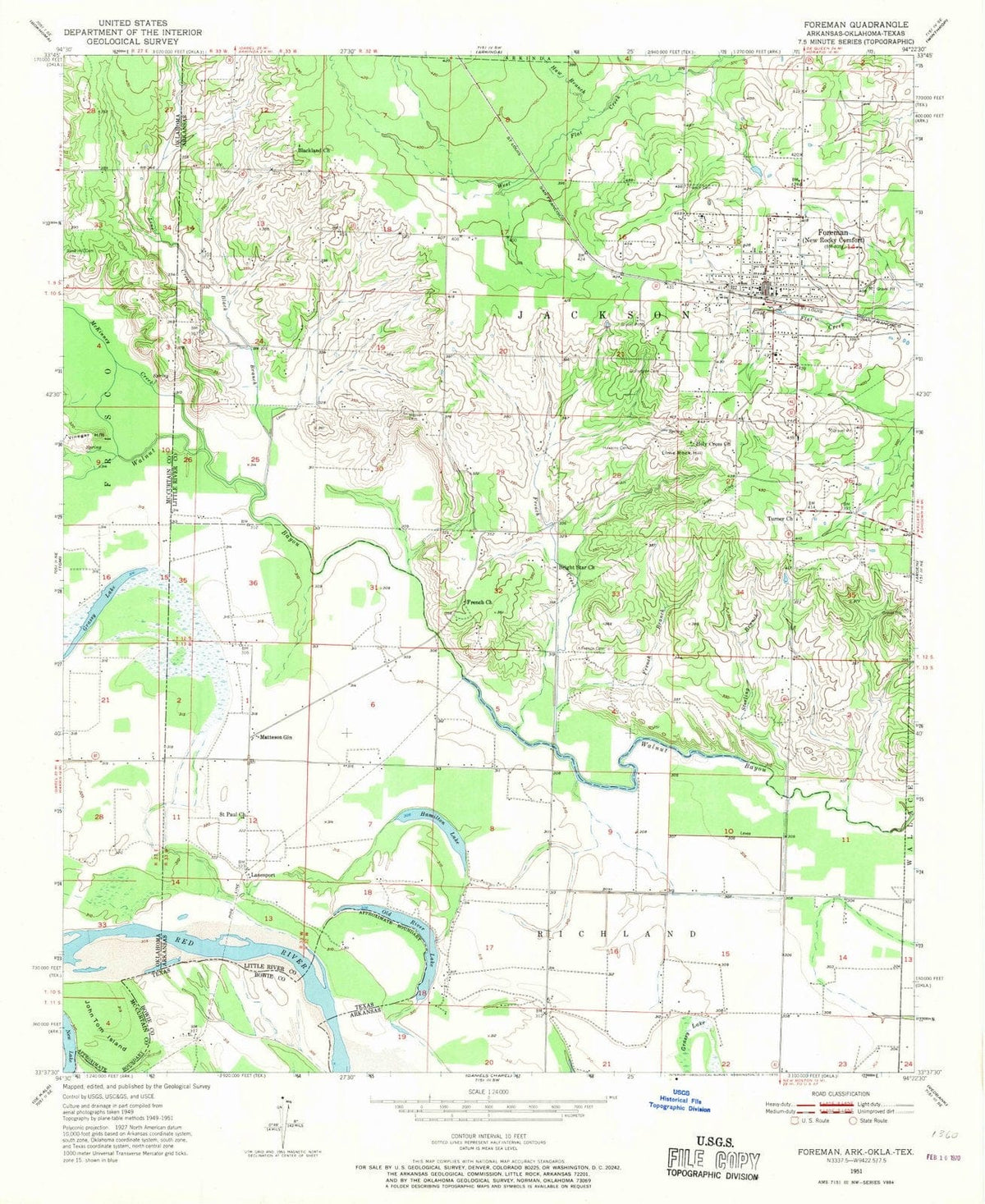 1951 Foreman, AR - Arkansas - USGS Topographic Map