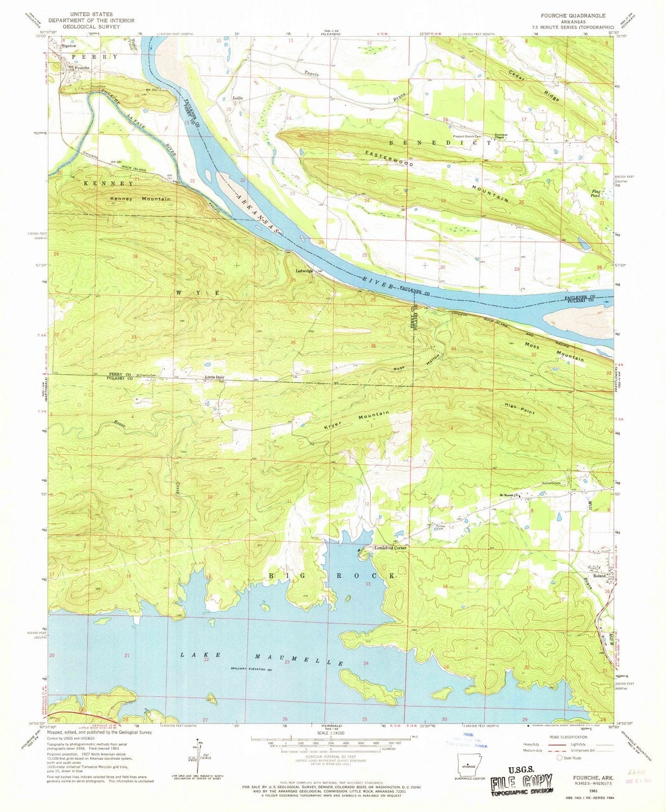 1961 Fourche, AR - Arkansas - USGS Topographic Map
