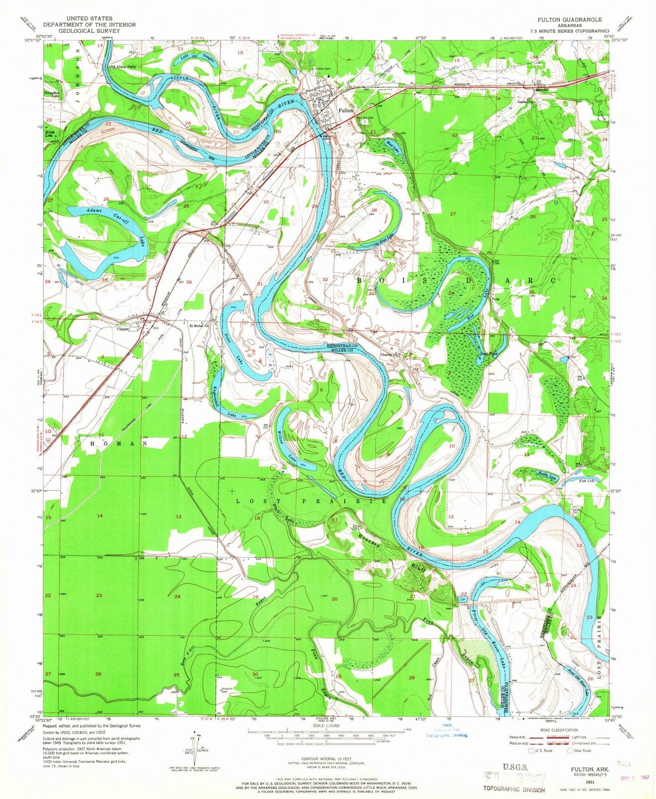 1951 Fulton, AR - Arkansas - USGS Topographic Map