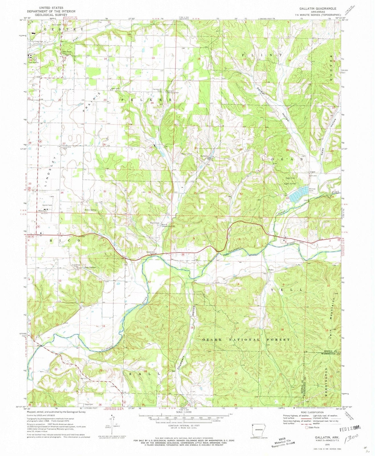 1970 Gallatin, AR - Arkansas - USGS Topographic Map