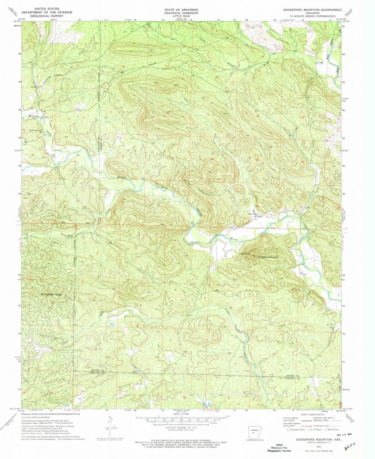 1972 Goosepond Mountain, AR - Arkansas - USGS Topographic Map