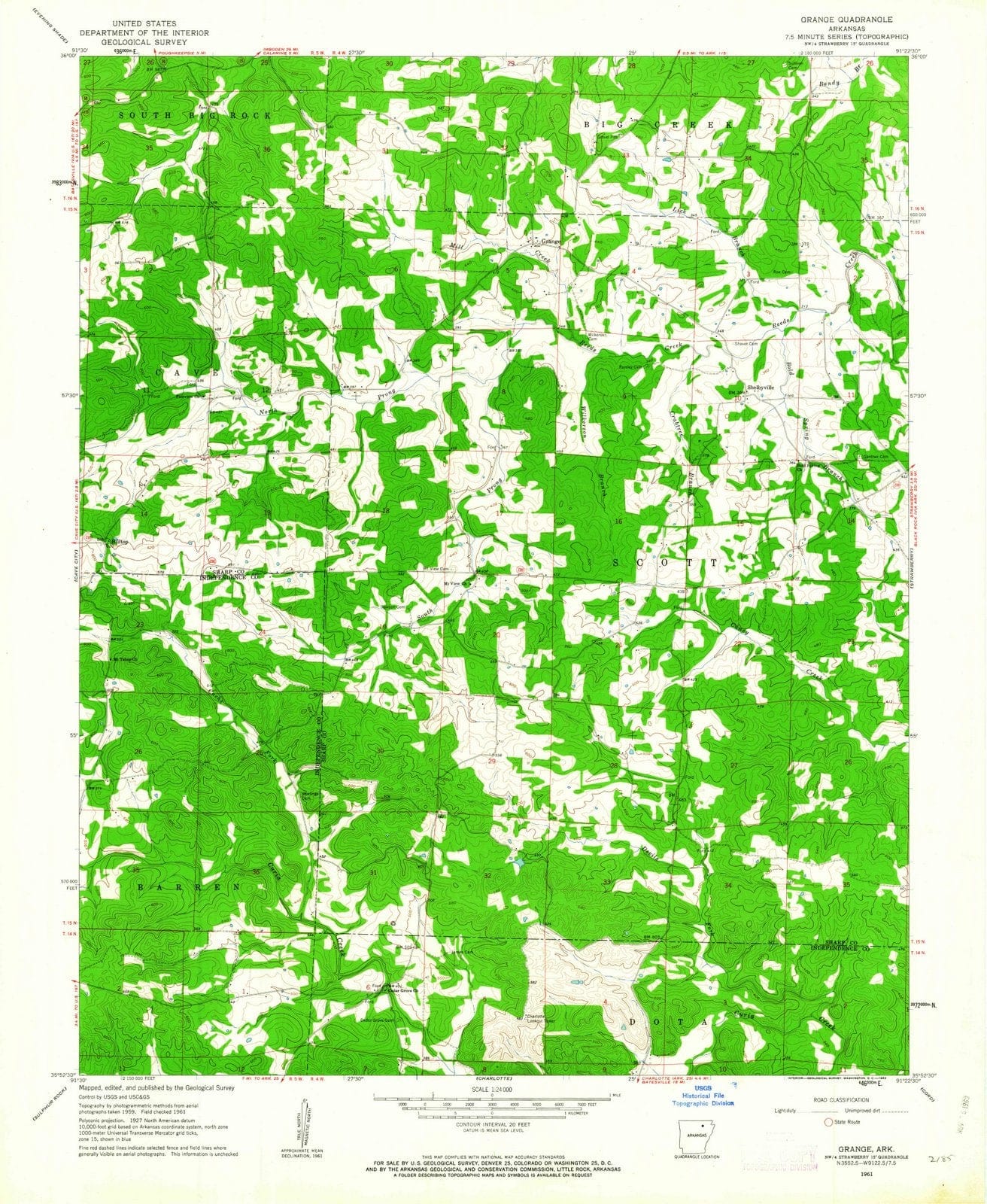 1961 Grange, AR - Arkansas - USGS Topographic Map